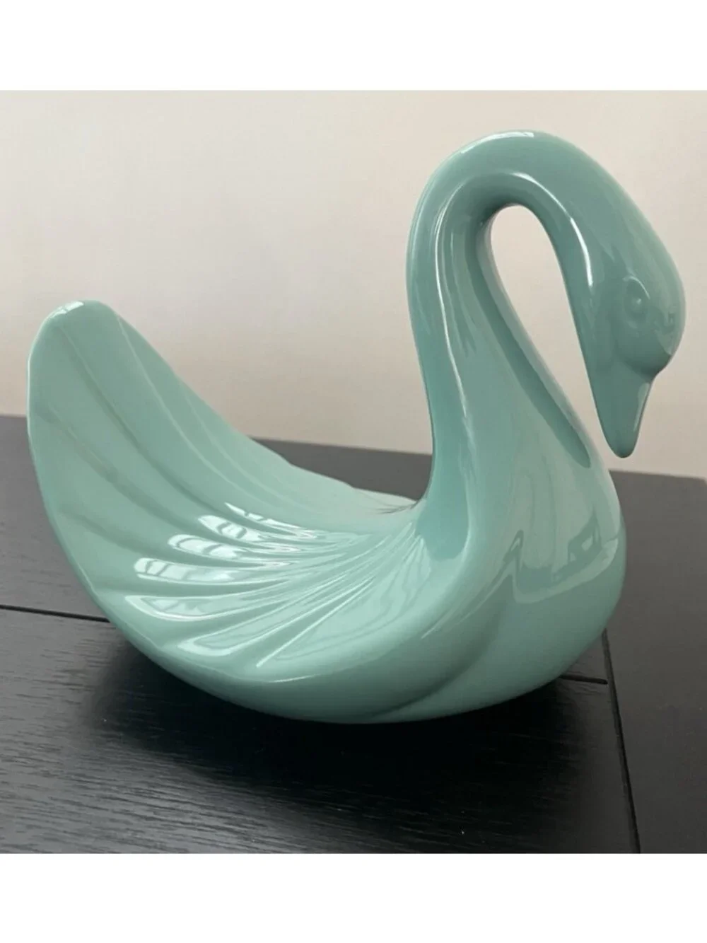 Vintage Aqua Ceramic Swan Towel Holder 80s Retro Bathroom Washcloth Decor 7